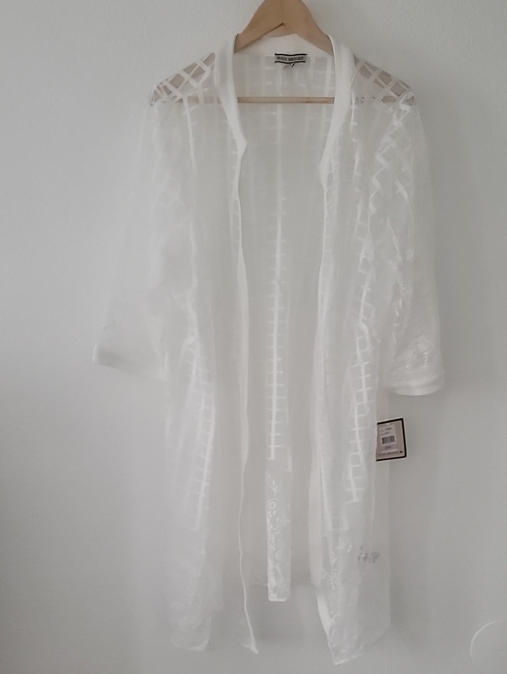 Maya Brooke Sheer White Lace Kimono Robe - Women's Intimates